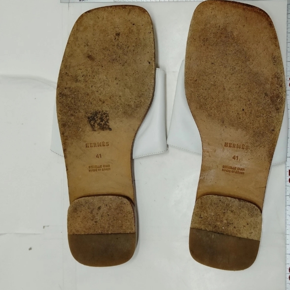 Hermes White Slide Sandals - Picture 7 of 14
